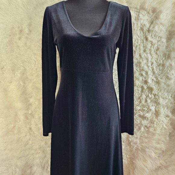 Tiana B. Women's Black Velvet Long Sleeves Midi Dress Size S - Picture 1 of 7
